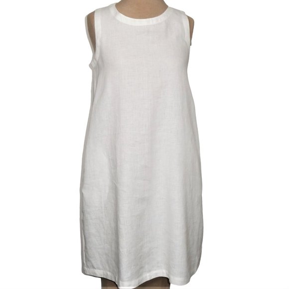 MUJI Women's French Linen Sleeveless Dress White Size M - Picture 1 of 11
